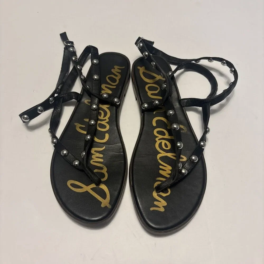 Sam Edelman Women’s Elisha Strappy Studded Leather Sandals Black Size 9 - Picture 3 of 13